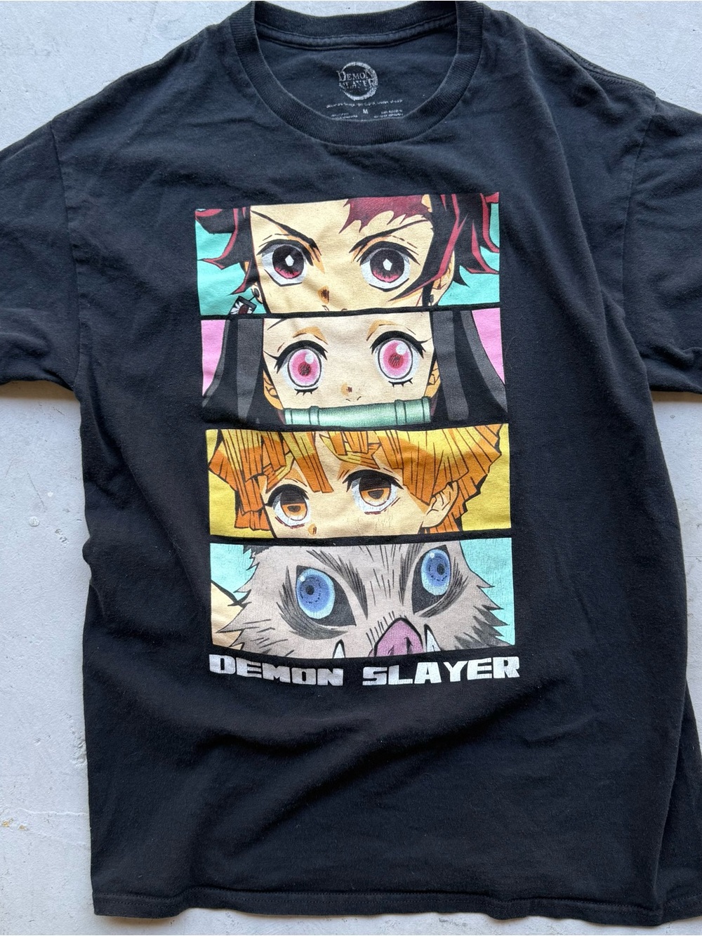 Demon Slayer Anime Graphic T Shirt Black Tanjiro Nezuko Size M